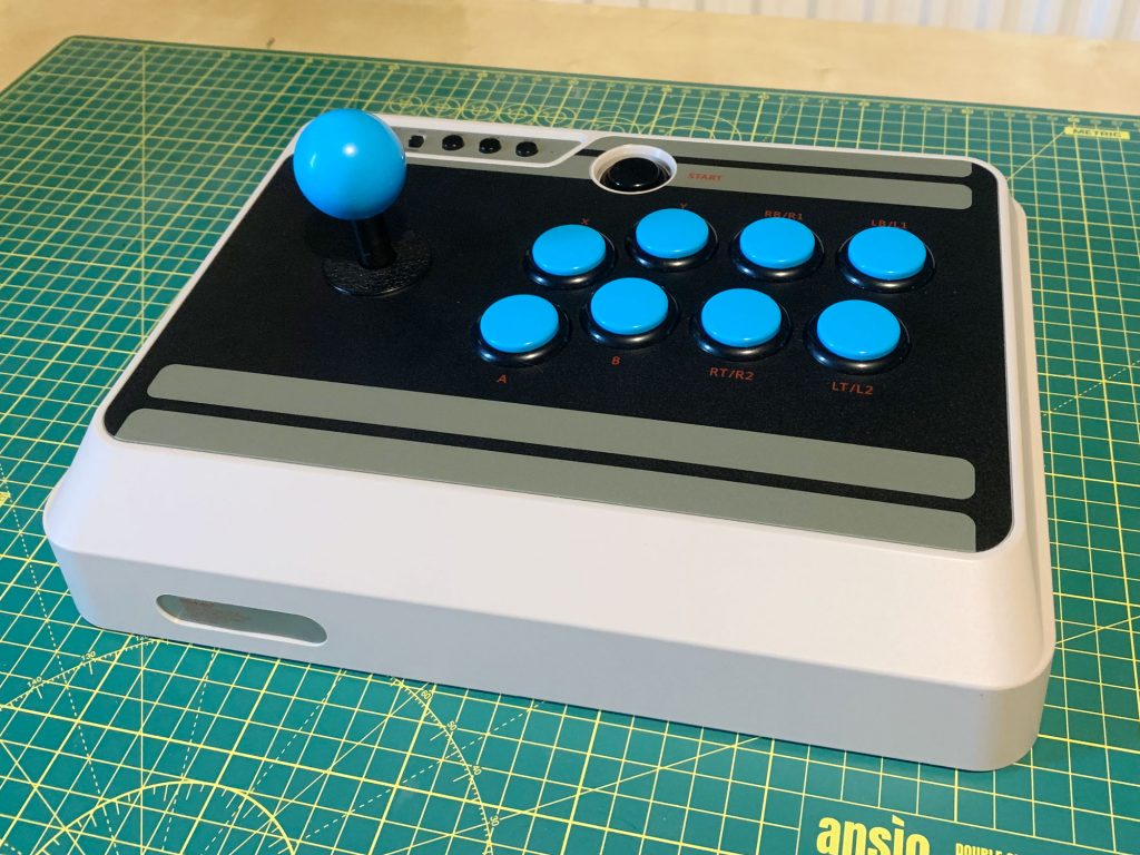 8BitDo arcade stick modded with sanwa buttons/stick, bat top, and painted  the turbo/menu/pair buttons black : r/fightsticks